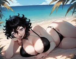 1girls ai_generated artstyle_imitation ass beach big_breasts bikini black_bikini black_hair black_lipstick bob_cut breasts brown_eyes curvy curvy_female curvy_figure eyelashes eyeshadow eyewear female glasses goth goth_girl gothic huge_ass huge_breasts light-skinned light-skinned_female lipstick lying makeup mature_female messy_hair milf mommy naughty naughty_face nerd ocean olie outdoors pale-skinned_female petite petite_body plump plump_ass plump_female public_sex round_eyewear round_glasses sea seductive seductive_look short_hair skirt submissive_female summer sunny thiccwithaq_(ai_style) thick_ass thick_legs thick_lips thick_thighs voluptuous voluptuous_female wavy_hair white_skin xandr