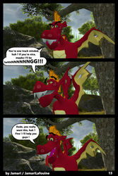 2017 3d anthro comic dragon english_text fellatio forest friendship_is_magic garble_(mlp) jamari male membranous_wings my_little_pony oral scales scalie sex text tree wings yaoi