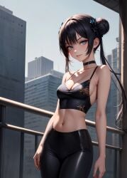 1girls 2d ai_generated athletic athletic_female bare_arms bare_legs bare_shoulders belly black_hair blue_archive bun chest cleavage curvy curvy_figure cute cute_face detailed double_bun eyelashes eyeshadow female female_only fit fit_female focus genryumon_(blue_archive) hair hair_ornament high_quality kisaki_(blue_archive) leggings legs light-skinned_female light_skin lips lipstick long_hair looking_at_viewer makeup mascara medium_breasts midriff nero100 pale-skinned_female pale_skin petite petite_body posing purple_eyes seductive seductive_look shanhaijing_secondary_school_student sidelocks skin_tight stable_diffusion tagme tank_top thighs thin_waist twintails young