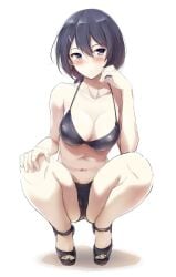 1girls akita_hika akitahika44 bare_armpits bare_arms bare_belly bare_calves bare_chest bare_hands bare_hips bare_knees bare_legs bare_midriff bare_navel bare_shoulders bare_skin bare_thighs belly belly_button bikini bikini_bottom bikini_only bikini_top black_bikini black_bikini_bottom black_bikini_only black_bikini_top black_hair black_hair_female black_high_heels black_shoes black_string_bikini black_swimsuit black_swimwear blush blush blushing_female breasts cleavage cleft_of_venus collarbone dot_nose earrings elbows eyebrows_visible_through_hair feet female female_focus female_only fingers full_body groin hair_between_eyes hairpin half_naked hand_on_knee hand_on_own_knee high_heels high_resolution highres hourglass_figure knees legs light-skinned_female light_skin medium_breasts naked naked_female navel nude nude_female original original_art original_artwork original_character original_characters pussy shoes short_hair shoulders simple_background slender_body slender_waist slim_girl slim_waist solo squatting string_bikini swimsuit swimwear thick_thighs thighs thin_waist v-line white_background wide_hips