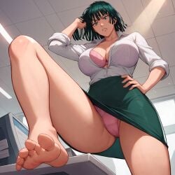 1girls 5_toes ai_generated alex-schura alternate_costume angry arm_behind_head bare_legs bare_thighs barefoot black_skirt blunt_bangs bob_cut cleavage clothing feet feet_up female female_only foot_fetish foot_focus formal formal_clothes fubuki_(one-punch_man) green_eyes green_hair hand_on_hip indoors leg_lift leg_up light-skinned_female light_skin mature mature_female mature_woman milf nai_diffusion no_shoes office office_lady one-punch_man oppai panties pantyshot pantyshot_(standing) pencil_skirt pink_bra pink_panties presenting_feet raised_leg revealing_clothes see-through see-through_clothing see-through_shirt shirt short_hair skimpy skimpy_clothes skirt sleeves_rolled_up stable_diffusion thick_thighs thighs toes unbuttoned unbuttoned_shirt underwear voluptuous white_shirt wide_hips