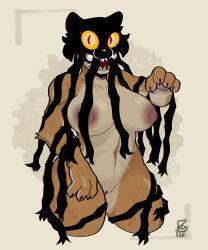 2024 absurd_res anthro ass big_breasts black_mask blood bodily_fluids breasts claws digital_drawing_(artwork) digital_media_(artwork) dream_tiger dream_tiger_(govy9807) fangs felid female fur genitals hi_res mammal monster nipples nude orange_body orange_fur pantherine paws portrait pussy rodd.y simple_background solo stripes teeth thick_thighs three-quarter_portrait tiger under_boob wide_hips yellow_eyes