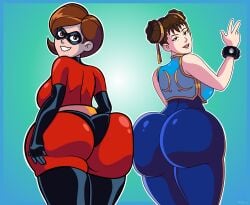 2girls ass chun-li crossover eastern_and_western_character female female_only fortnite helen_parr pills-in-a-little-cup short_hair sideboob street_fighter the_incredibles