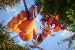 3d_(artwork) 5_toes 699mha action_pose anthro digital_media_(artwork) feet female foot_fetish foot_focus hi_res pose sega soles solo sonic_boom sonic_the_hedgehog_(series) sticks_the_jungle_badger toes