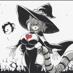 big_breasts breasts cleavage feline felis_(lucyfercomic) female furry huge_breasts lucyfercomic original thick_thighs wide_hips witch