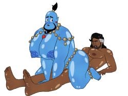 bara big_breasts cassim gay genie_(aladdin) huge_breasts jewelry male_tits