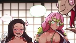 2boys 30_seconds 3girls aluryva animated areolae big_ass big_breasts bikini bulge demon demon_girl demon_slayer english_voice_acting fangs female femboy flat_chest kamado_nezuko kanroji_mitsuri kimetsu_no_yaiba kochou_shinobu lifting_clothing male merurava mp4 muichiro_tokitou nipples no_panties pussy semidraws sling_bikini sound tagme thick_thighs thighhighs thong video voice_acted wide_hips