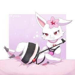 1:1 2026 absurd_res ageam_(sylvtasticalsylveon) anthro arms_tied ball_gag bed bedding biped blindfold blush bondage bound breathable_gag closed_smile digital_drawing_(artwork) digital_media_(artwork) digitigrade dipstick_ears duo ear_markings fan_character female female_penetrating female_penetrating_male floppy_ears fur furniture gag genitals grin hands_behind_back harness head_accessory heart_reaction heart_symbol hi_res intraspecies jewelpet jewelry lagomorph leporid lying lying_on_bed male male/female male_penetrated mammal markings mouth_closed multicolored_ears necklace on_bed penetration penis pink_penis rabbit red_eyes ruby_(jewelpet) sanrio sega_fave sex sex_toy shaking side_view simple_background smile spots spotted_body spotted_fur strapon strapon_in_ass strapon_insertion strapon_sex toying_partner tremble_lines trembling white_background white_body white_fur zyuuniie