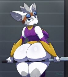 2017 absurd_res anthro armor ass ass_bigger_than_head backboob big_breasts big_butt bottomless breasts canine clothed clothing digital_media_(artwork) fan_character fat_ass female fenerox fur hair hi_res holding_object holding_weapon huge_butt looking_at_viewer looking_back mammal melee_weapon miso_souperstar polearm rear_view sideboob smile smirk solo spear standing starbound thick_thighs video_games voluptuous weapon wide_hips