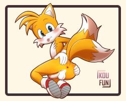 2_tails 5:4 absurd_res anus ass backsack balls blush canid canine erection fluffy fluffy_tail fox genitals hi_res koufun looking_at_viewer looking_back looking_back_at_viewer male mammal multi_tail penis perineum presenting presenting_anus sega solo sonic_the_hedgehog_(series) spread_butt spreading tail tails tongue tongue_out white_balls white_perineum