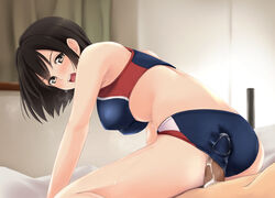 ass black_hair bloomers blush breasts brown_eyes buruma censored cum nonaka_chikin penis short_hair spread_legs