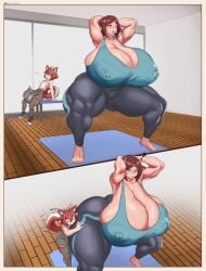 1boy 1girls 2026 2d ? bbw bigger_female comic comic_page comic_panel cute_birdd exercise femboy femboy_with_female gigantic_breasts gym gym_clothes height_difference hyper imminent_sex light-skinned_female light_skin looking_at_another maemi_(smelltergl) milf older_female original pale-skinned_male pale_skin size_difference small_but_hung smaller_male smelltergl_(commissioner) sports_bra tail tailwag taller_female vera_oshi_(cute_birdd) voluptuous voluptuous_female younger_male
