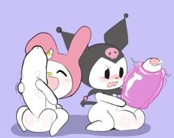 2futas anthro balls chibi dickgirl dizzytizzy furry futanari hello_kitty hello_kitty_(series) hyper hyper_penis kuromi lowres my_melody onegai_my_melody penis sanrio standing