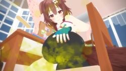 ass fart fart_cloud fart_fetish girly gym_clothes hololive inugami_korone leaning render spats tooty3d vtuber