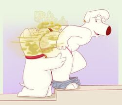 artist_request brian_griffin clothing dog family_guy fart fart_fetish farting_in_face gay jasper_(family_guy) male male/male male_only no_humans panties pants_down underwear