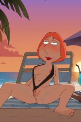 family_guy lois_griffin ai_generated slingshot_swimsuit breasts nipples pussy spread_legs thighs ready_for_sex