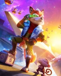 animal_genitalia anthro balls bottomwear canid canine clothed clothing crossover detailed_background draw_over flaccid flashing flashing_penis fox fox_mccloud fur genitals glistening haplorhine hi_res humanoid_genitalia humanoid_penis male male_only mammal mario_(series) monkey mrmittensmeow msglovesmcruff nintendo orange_body orange_fur pants penis penis_poking_out pink_penis presenting primate screenshot screenshot_edit sheath solo space spacecraft star_fox super_mario_galaxy_(2026_film) ukiki vehicle white_body white_fur yellow_body yellow_fur