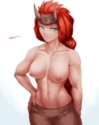 areolae battlerite big_breasts breasts female female_only freya_(battlerite) large_breasts muscles muscular_female nipples otonaru solo