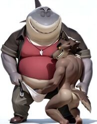 2boys accurate_art_style ai_generated anal animated ass balls erection flaccid gay klausfurry male male_only mr._shark_(the_bad_guys) mr._wolf_(the_bad_guys) penis shark simple_background size_difference tagme the_bad_guys video white_background wolf yaoi