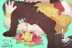 absurd_res anthro backsack balls balls_deep bodily_fluids chastity_cage chastity_device cum cum_in_mouth cum_inside cum_while_chaste deep_throat delphox face_fucking fennekin flat_chastity_cage furry generation_6_pokemon genital_fluids genitals hi_res hushloafs irrumatio knotting nintendo no_humans oral oral_knotting oral_penetration penetration penile penis_in_mouth pokemon pokemon_(species) raised_tail sex tail tail_anus