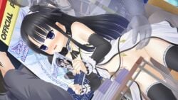 2boys asymmetrical_bangs babydoll bare_shoulders black_flower black_hair black_rose black_sleeves black_thighhighs blue_eyes blue_gem blunt_bangs blush book breasts character_request choker choppy_bangs cleft_of_venus cowboy_shot dutch_angle ear_blush embarrassed female flower frilled_choker frills frown game_cg gem gradient_hair hair_flower hair_ornament hairband holding holding_another's_wrist holding_book invisible lace-trimmed_sleeves lace-trimmed_thighhighs lace_trim long_hair magical_girl multicolored_hair multiple_boys nanamiya_runa nanamiya_runa_(magical_girl) navel non-web_source nose_blush official_art open_mouth public_indecency pussy pussy_juice rape rose roshutsu-kei_mahou_shoujo sale self-datamine sex sex_from_behind shitou_(4h) sidelocks small_breasts standing standing_sex straight_hair strapless table tears thighhighs vaginal_penetration white_babydoll white_wrist_cuffs wrist_cuffs