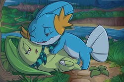 2017 chikorita duo female feral fuf male male_penetrating mudkip nintendo one_eye_closed open_mouth penetration penis pokémon_(species) pokemon pokemon_(species) pokemon_mystery_dungeon pussy straight vaginal_penetration video_games