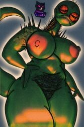 bush creepy cryptidlaboratory cryptidxeno grenchictus_(cryptidlaboratory) hairy_armpits hairy_belly hairy_pussy horror huge_breasts madmanswindle monster monsterfucker nightmare_waifu oc solo solo_female solo_focus teratophilia wtf xenoproductions