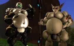 2025 2boys 3d alister_azimuth anthro bulge clank_(ratchet_and_clank) furry gay lombax male male_only moobs overweight ratchet_and_clank robot sam1377 source_filmmaker tagme video_games yaoi
