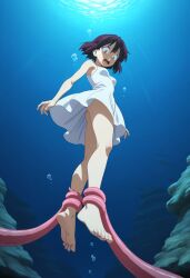ai_generated ankle_grab barefoot drowning feet tagme tentacle underwater