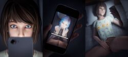 1boy 2girls 3d arm_tattoo big_penis blowjob blue_eyes blue_hair breasts brown_hair brunette canon_couple cellphone cheating cheating_(relationship) cheating_girlfriend chloe_price clothing cuckquean cuckquean_masturbating currysfm dark-skinned_male electronics english_text erection fellatio female female_masturbation fingering fingering_pussy fingering_self human human_only interracial interracial_sex just_the_tip kneeling kneeling_oral_position lesbian_with_male life_is_strange light-skinned_female light_skin looking_at_viewer male manual masturbating masturbating_cuck masturbation max_caulfield medium_breasts netorare nipples ntr orientation_play pale_skin penis phone phone_screen pussy short_hair smartphone spread_legs straight straight_sex surprised surprised_expression tattoo vaginal_fingering watching watching_porn young young_female