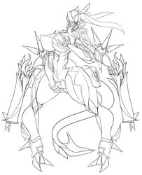 2d 2d_(artwork) 2d_artwork alien big_breasts breast_grab breasts clitoris female hand_on_breast infested_(warframe) large_breasts lewdreaper long_tongue mesa_(warframe) monster multi_arm multi_limb nipples pussy sharp_teeth slender_waist solo teeth tenno tongue video_games warframe weapon wide_hips