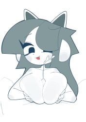 big_breasts breasts cum cum_between_breasts faceless_male female female_focus furry hss_dada outercourse paizuri penis temmie temmie_(undertale) undertale white_fur