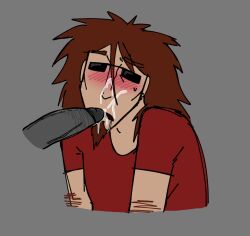 blowjob blush cumshot cumshot_on_face dick_on_face dripping_cum fat_cock hatred_(game) not_important_(hatred) postal_(series) postal_dude red_hair shitkinker1 sketch submissive_male thick_penis