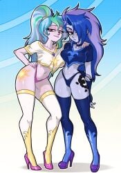 2026 2d 2d_(artwork) 2girls bed big_breasts big_thighs blue_body blue_eyes blue_hair blue_skin breasts casual casual_clothes centinel303 closed_eyes cutie_mark equestria_girls eyelashes female female_only friendship_is_magic green_and_blue_hair green_hair hasbro human humanized long_hair medium_breasts multicolored_hair my_little_pony no_ai panties pink_body pink_panties princess_celestia_(mlp) princess_luna_(mlp) principal_celestia purple_eyes shirt sisters solo tana351 tattoo thick_thighs thighhighs thighs twitter_link two-tone_hair underboob voluptuous voluptuous_body voluptuous_female western_cartoon white_legwear white_thighhighs