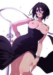 1girls areolae black_hair bleach breasts curvy dress dress_pull exposed_breasts female female_only kuchiki_rukia lilcamk nipples short_hair solo sword tagme wide_hips