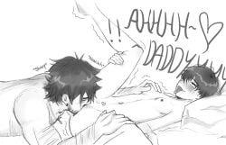 2boys ahe_gao brat cuntboy cuntboy_focus dad_and_son daddy daddy_and_twink daddy_kink dialogue dirty_talk femboy girly gray_fullbuster greyscale hairy oc ocxcanon oral original_character pussy_eating self_insert self_upload slut sound_effects speech_bubble twink yaoi