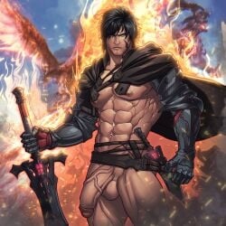 big_cock big_penis blitzturner cape clive_rosfield final_fantasy final_fantasy_xvi flaccid flaccid_penis huge_cock huge_penis looking_at_viewer male male_only muscles muscular muscular_male sword uncut veiny_penis