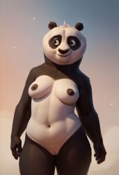 2024 ai_generated anthro bear breasts carnivalecloudmuncher female female_only furry genderswap_(mtf) giant_panda innie_pussy kung_fu_panda looking_at_viewer mammal master_po_ping navel nipples nude panda po pussy rule_63 self_upload smiling solo solo_female standing tagme ursid ursine what why wtf