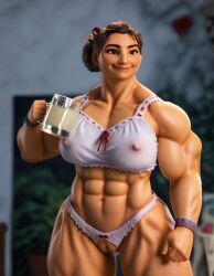 1girls abs ai_generated big_breasts bikini bra curvaceous curvy encanto figurine large_breasts latina luisa_madrigal muscles muscular muscular_female panties thick_thighs thighs underwear wide_hips