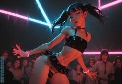 ai_generated asian audience club dancing femboy hungward microskirt