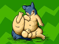 1boy animal_genitalia big_testicles digital_media_(artwork) feral flygon_(artist) fully_sheathed furry male male_only nintendo one_eye_closed overweight pixel_art pokemon pokemon_(species) pokemon_gsc raised_leg sheath solo somnamg testicles thick_sheath thick_thighs typhlosion video_games wide_hips