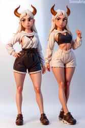 ai_generated casual casual_clothes cute female female_only horns legs long_legs pose posing sensuarty thick_thighs