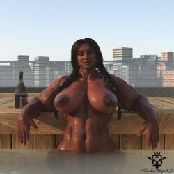 1futa 3d big_breasts dark-skinned_futanari dark_skin futa_only futanari muscular muscular_futanari sky tagged valentine_mafia3d