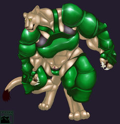 1girls abs armor biceps black_lips black_sclera cameltoe clitoris clitoris_slip clothing digitigrade exposed exposed_clitoris extreme_muscles feline female female_only huge_muscles lion mammal muscular muscular_arms muscular_female muscular_legs pawpads paws pussy thong wardrobe_malfunction xatanlion