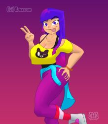 asian asian_female big_ass big_breasts big_butt blue_hair clothed clothing dyed_hair evil_raccoon fat_ass glitch_techs grabbing grabbing_ass grabbing_own_ass long_hair miko_kubota netflix nickelodeon peace_sign purple_eyes purple_hair solo thick thick_ass thick_thighs