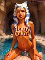 ahsoka_tano ai_generated blue_eyes censored clone_wars_ahsoka_(aged_up) colored_skin fanart horny_cultist_artist human_on_humanoid jedi naked navel orange_skin parted_lips patreon pov sex star_wars straight tentacle_hair