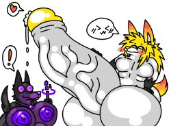 anthro anthro_only balls big_balls big_breasts big_breasts big_breasts big_butt blush blush breasts breasts breasts canine cum dahliathefox elysios_(elysios) fox furry furry_only giant_penis hyper_balls hyper_penis looking_at_another magic_wand mauluhm_(dahliathefox) naked naked_female naked_male nipples nude nude_female nude_male penis vein veins veiny_penis witch