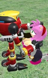 1girls 1robot 3d 3d_(artwork) amy_rose amy_the_bat big_breasts blowjob bodysuit bubble_butt busty e-102_gamma neckline omega_warrior rouge_the_bat_(cosplay) sega sonic_(series) sonic_adventure sonic_the_hedgehog_(series) spandex_suit thick_thighs