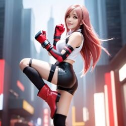 ai_generated kitty_(lust_goddess) lust_goddess pink_hair tifa_lockhart_(cosplay) tingelerdick yellow_eyes