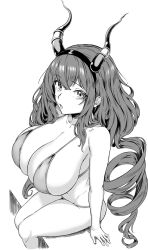 1girls arknights artist_request female horns huge_breasts micro_bikini monochrome sideboob typhon_(arknights)